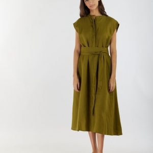 neon-NEON-WF-HM-LINEN-1 H&M Women's Linen Midi Dress, Olive
